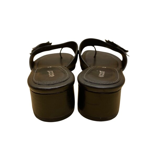 Ecco Women’s Black Leather Flower Accent Open-Toe Mule Sandals Size 37 - Picture 7 of 9